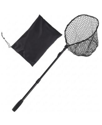 Foldable Fishing Landing Net with Telescopic 6063 Aluminum Handle and Silicone Mesh Bag