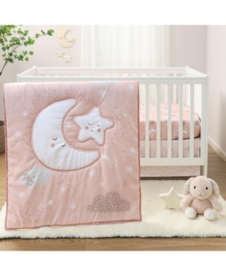 Crib Bedding Set for Baby Girls, New Moon, 3 Piece