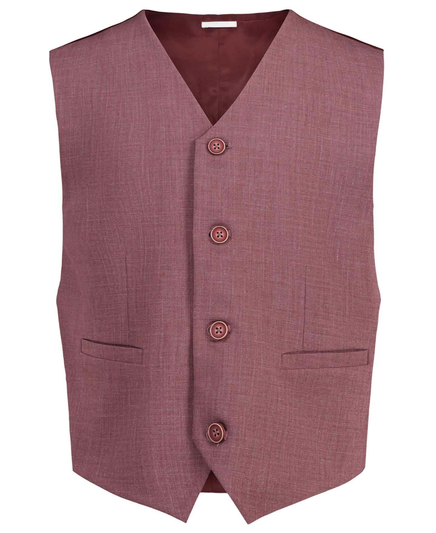Мужской жилет Calvin Klein Sharkskin Stretch Single-Breasted Vest, цвет: Бордовый — фото 1