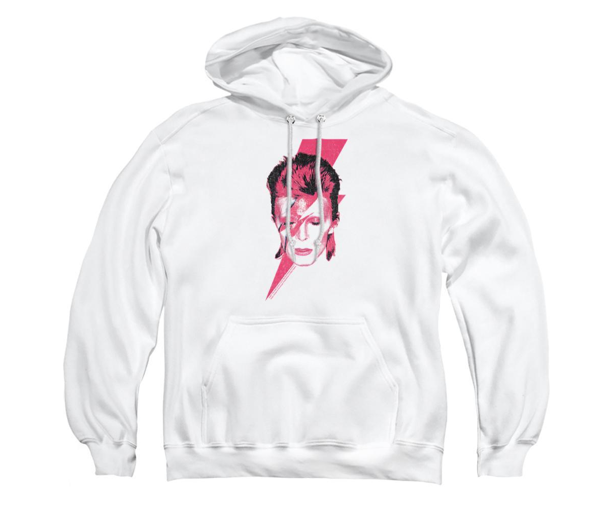 BOWIE100-AFTH-2 David Bowie Aladdin Sane-Adult Pull-Over Hoodie, White - Medium