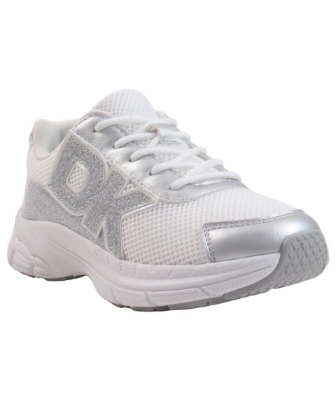 Детские кроссовки DKNY Glittery Low-Top Nur Tristan Lace-Up, цвет: Серебряный / Белый