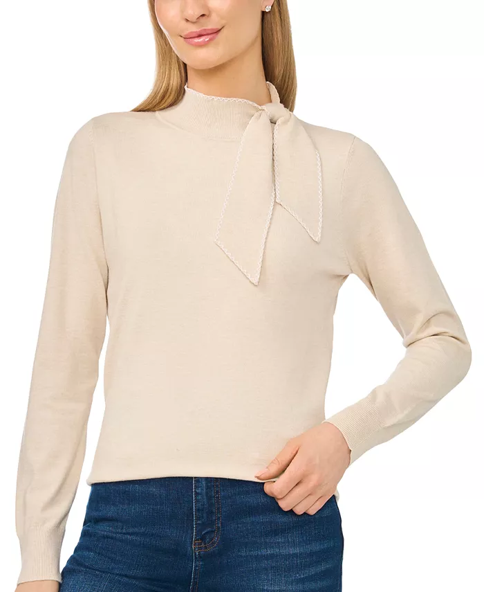 Women's Scarf Tie Neck Sweater - thumbnail 9