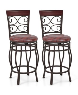 Set of 2  in Bar Stool with Backrest and Footrest