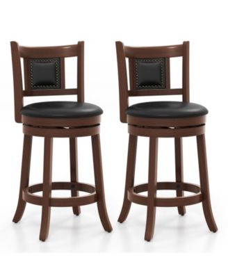  in Upholstered Bar Stools Set of 2 with Curved Backrest and Footrest