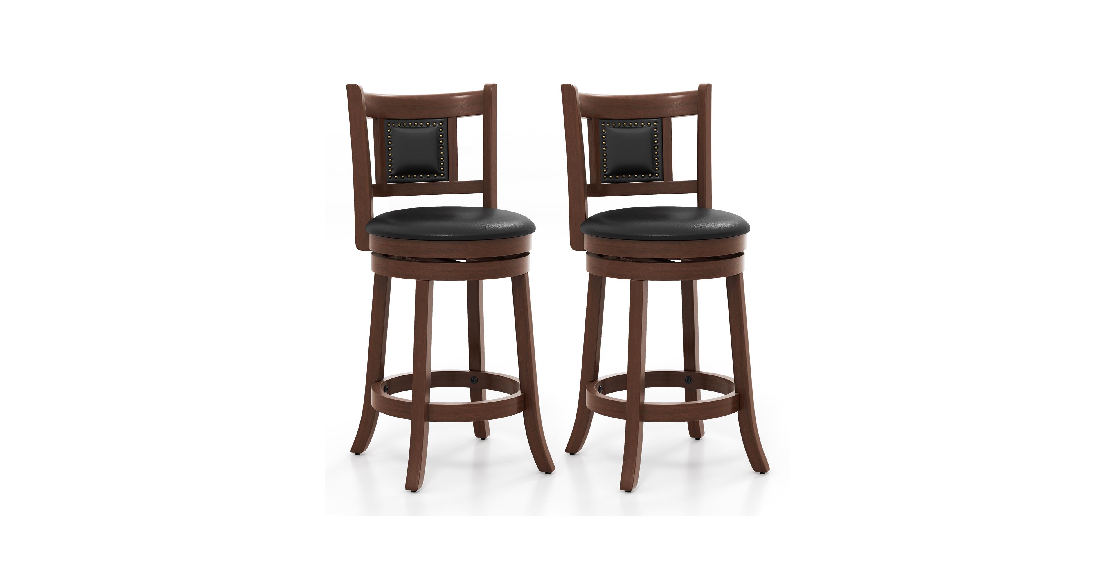 Mecale in Upholstered Bar Stools Set of 2 with Curved Backrest and Footrest