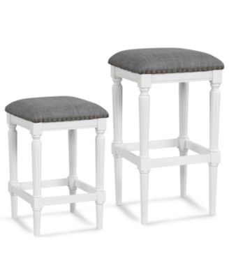 3 Heights Square Saddle Stool Set of 2 with Footrests and Padded Seats
