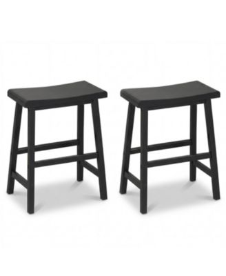 24 in Counter Height Stools Solid Wood Saddle Bar Stools Set of 2