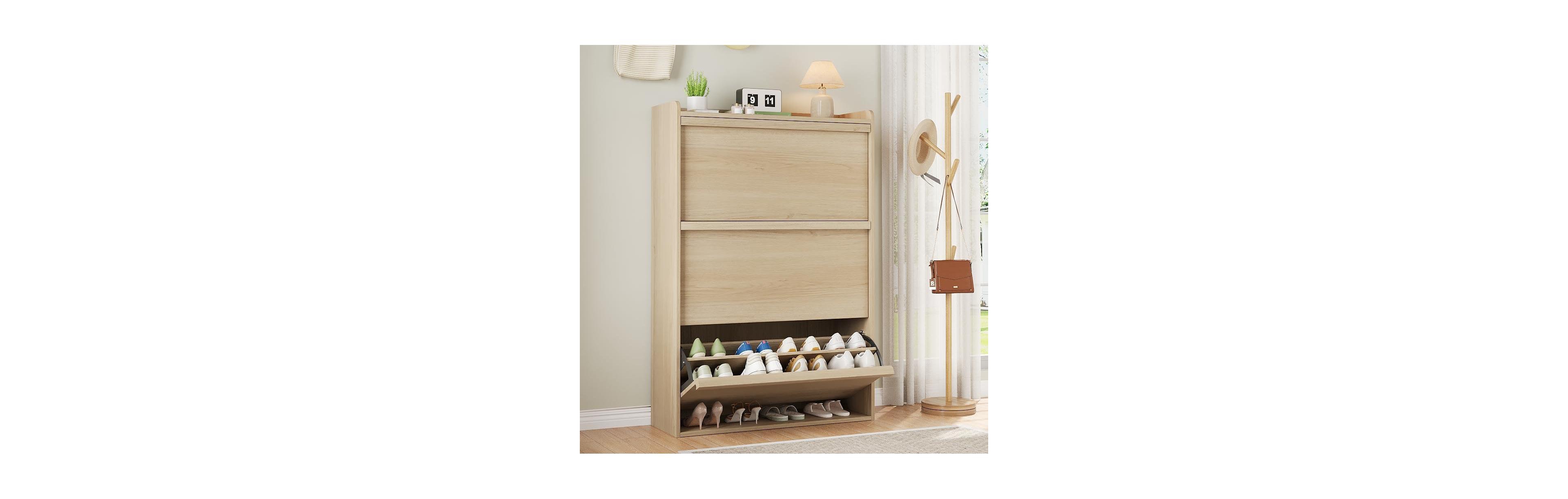 gaomon Freestanding Shoe Cabinet with 3 Flip Drawers and 3-Tier Adjustable Shelves