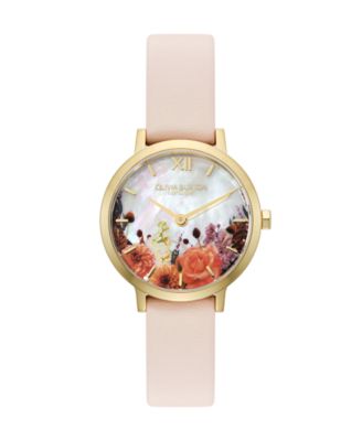 Women's Quartz Floral Trench Coat Leather Strap Watch 28mm