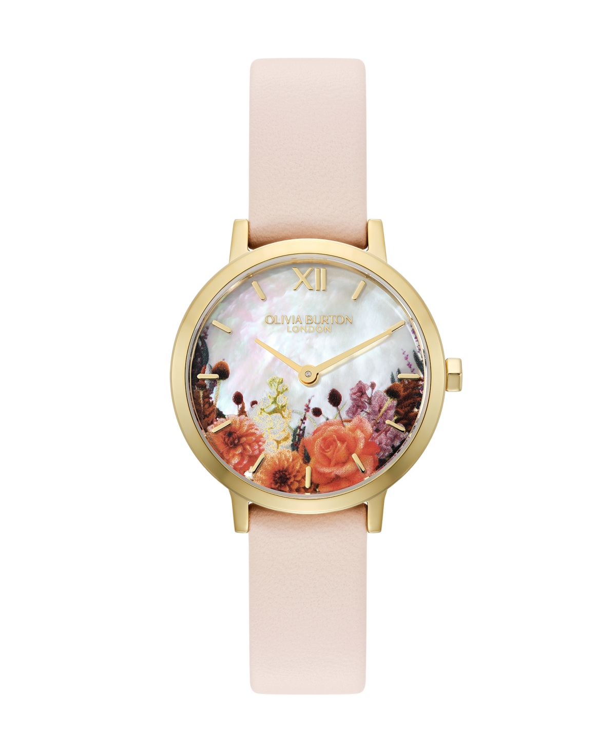 Olivia Burton Women's Quartz Floral Water-resistant Trench Coat Leather Strap Watch, 28mm In White