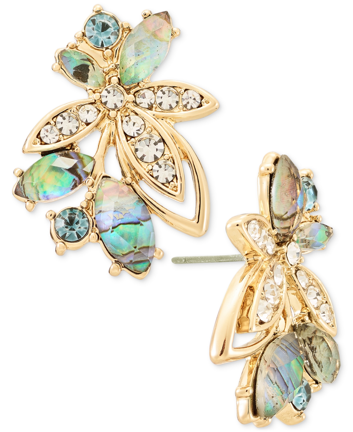 Lonna & Lilly Pave Stone Leaf Stud Earrings