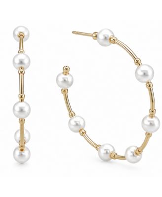 Imitation Pearl C Hoop Earring