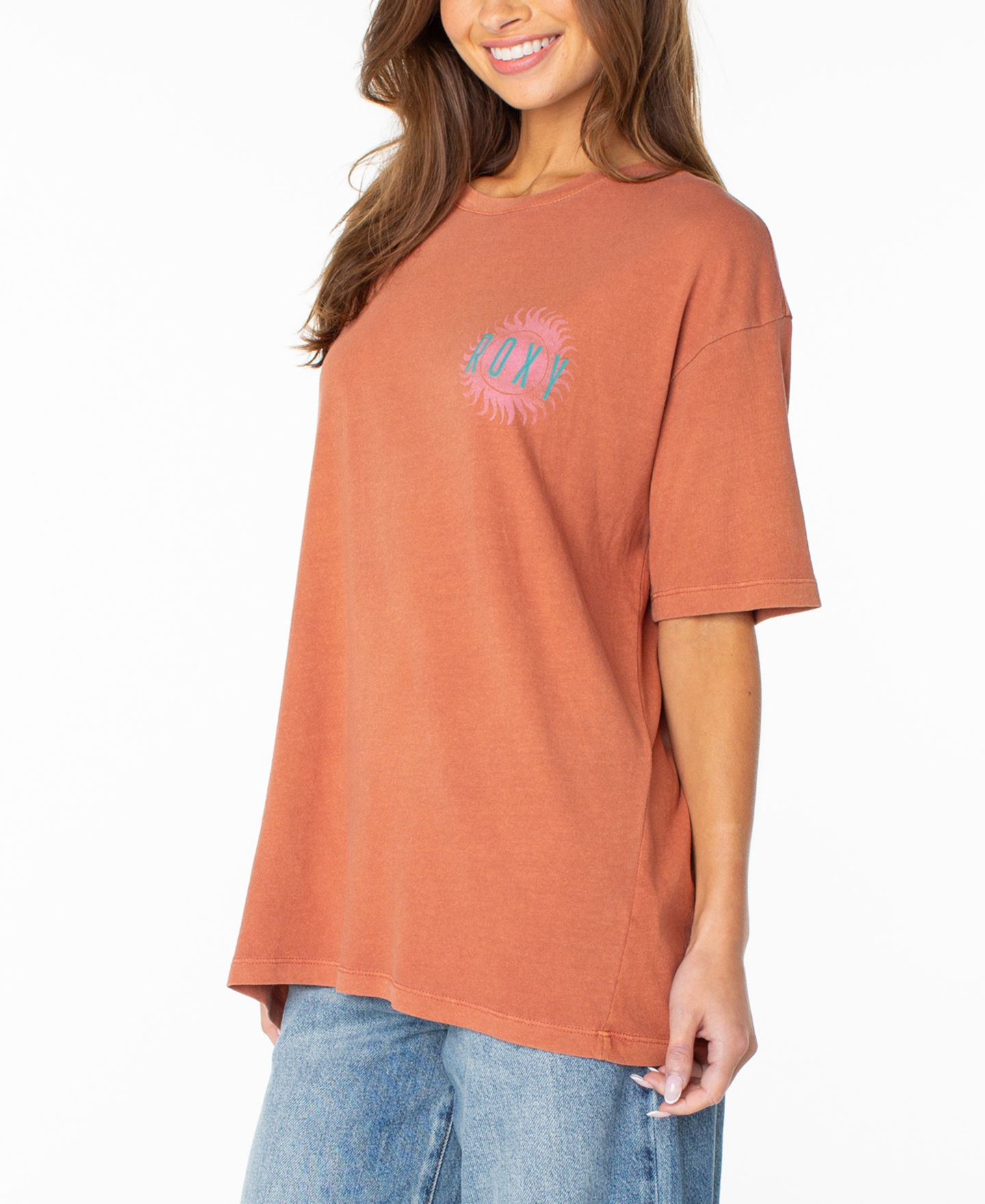 Женская футболка Roxy Sun Club Graphic Drop-Shoulder, цвет: Chutney — фото 2
