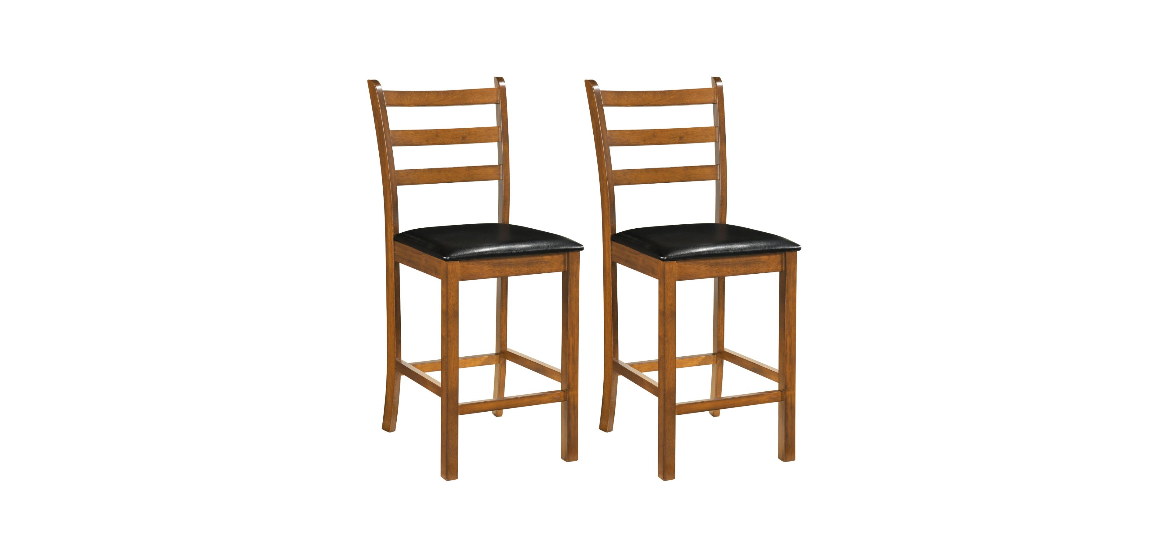Mecale Rubber Wood Ladder Back Bar Stools Set of 2 24 in Counter Height Kitchen Island High Chairs