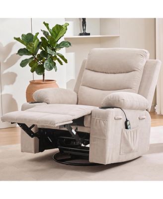 Oversized 360 Degree Swivel Glider Rocker Recliner Chair Equipped With Massage and Heat Functions, Idea For Living Room, Nursery, Bedroom