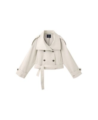 Women's Cropped Double-Breasted Trench Coat