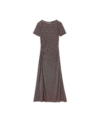 Women's Floral Midi Draped Detail Dress