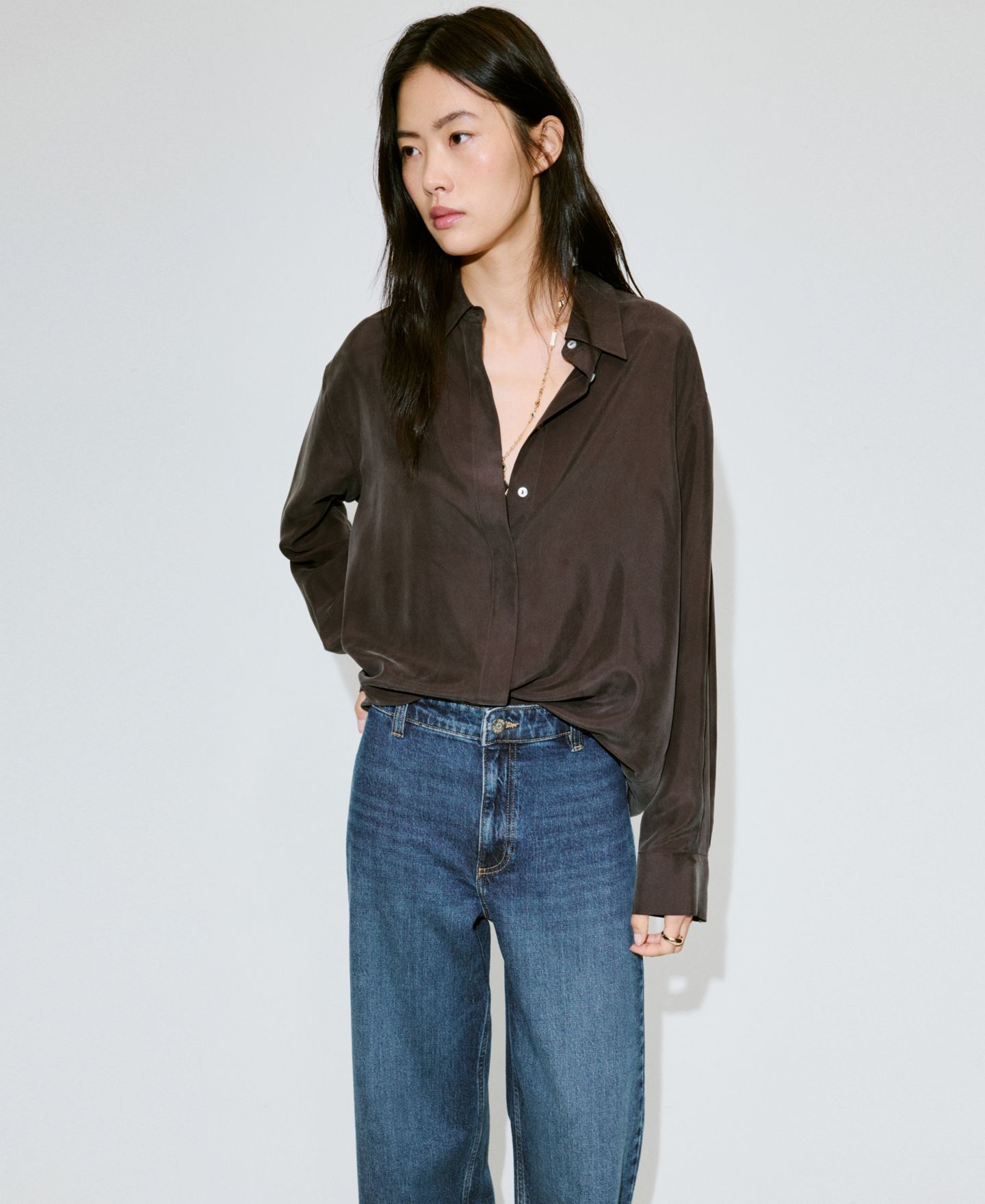 Женские джинсы Mango Catherin High-Rise Wide-Leg Culotte, цвет: Тёмный синий — фото 5