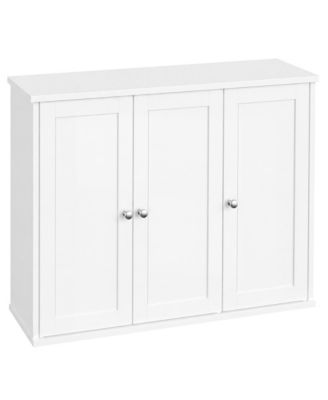 Wall Mounted Bathroom Storage Cabinet with 3 Doors and Open Shelf, 31.7 x 8.1 x 23.8 inches