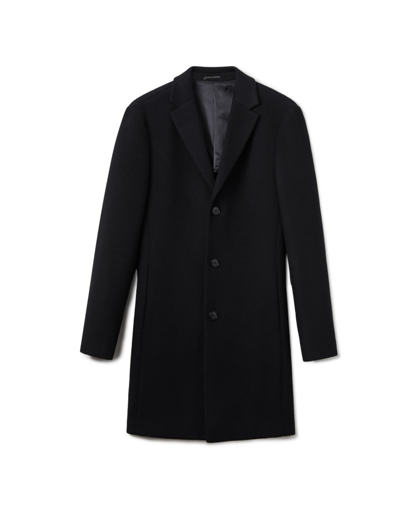 Мужское пальто REISS Gable Wool-Blend Single-Breasted Regular-Fit Overcoat, цвет: Чёрный — фото 5