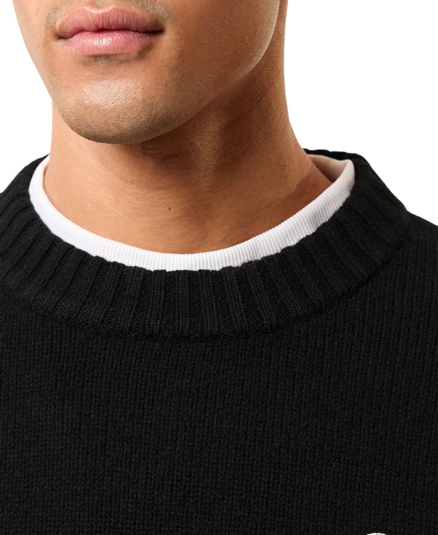 Мужской свитер REISS Archibald Embroidered Monogram Crewneck Wool, цвет: Чёрный — фото 3