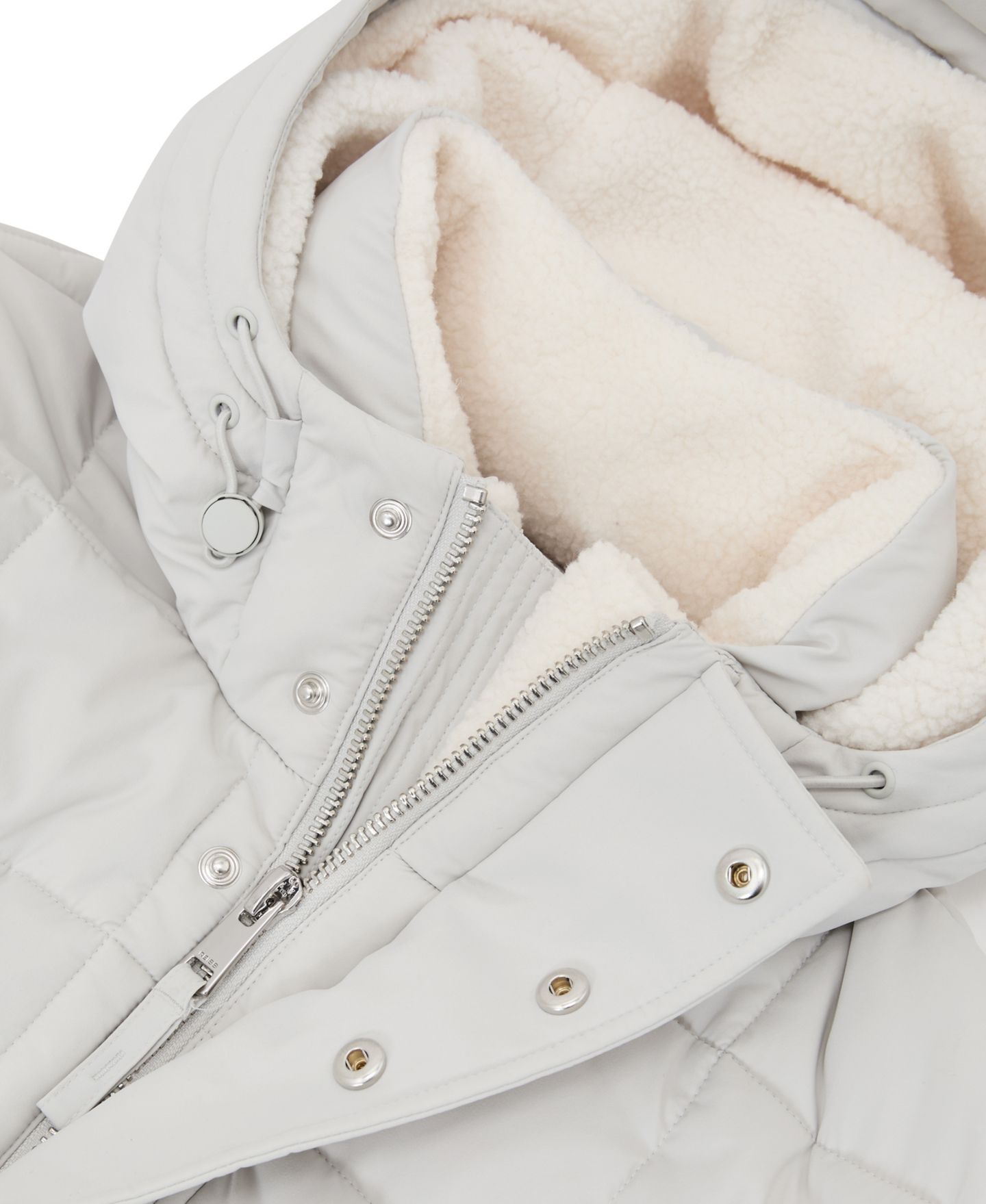 Мужская куртка REISS Klause Hooded Puffer Fleece-Lined, цвет: Серо-бежевый — фото 3