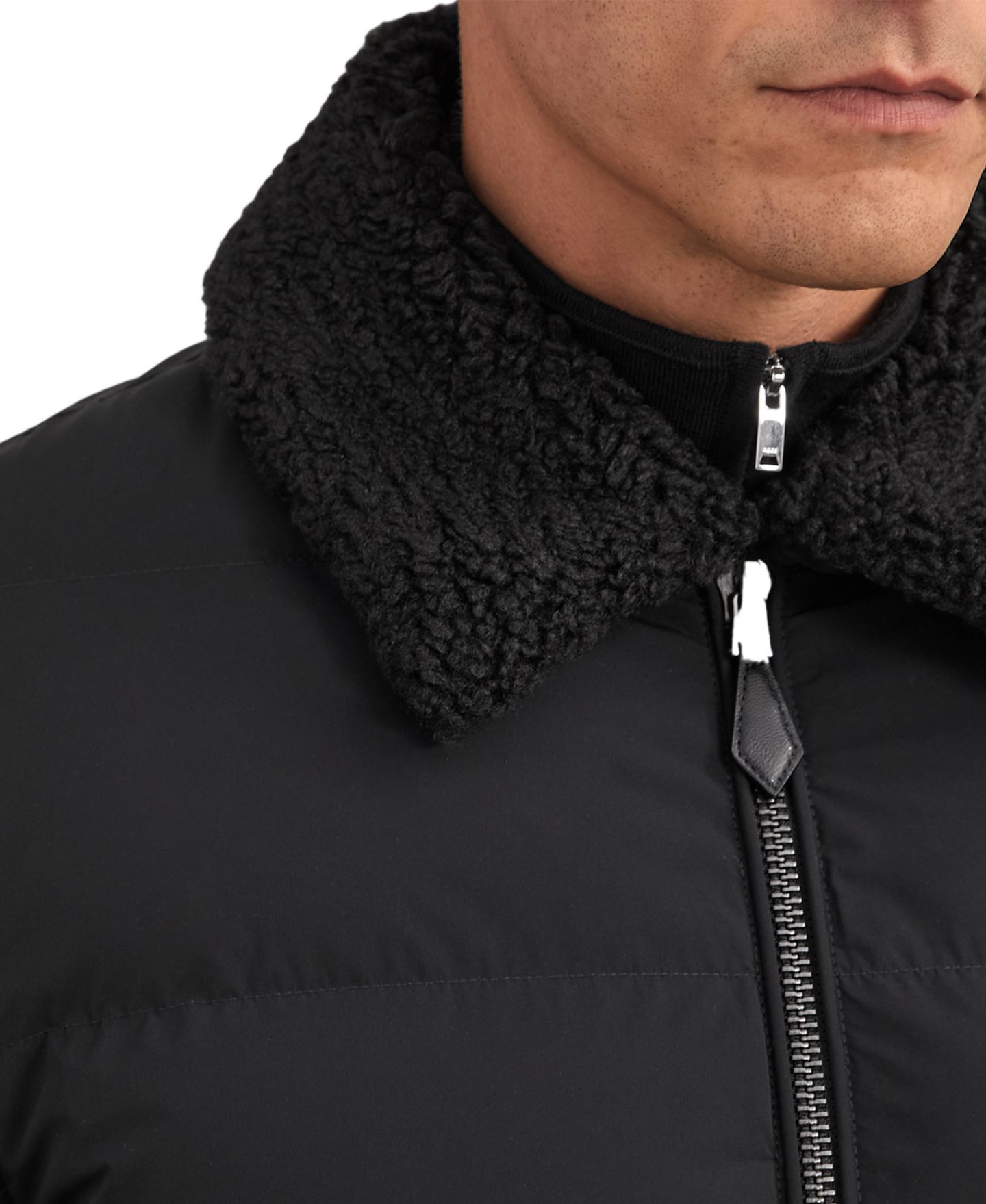 Мужская куртка REISS Maximus Quilted Wool-Blend Puffer, цвет: Чёрный — фото 3