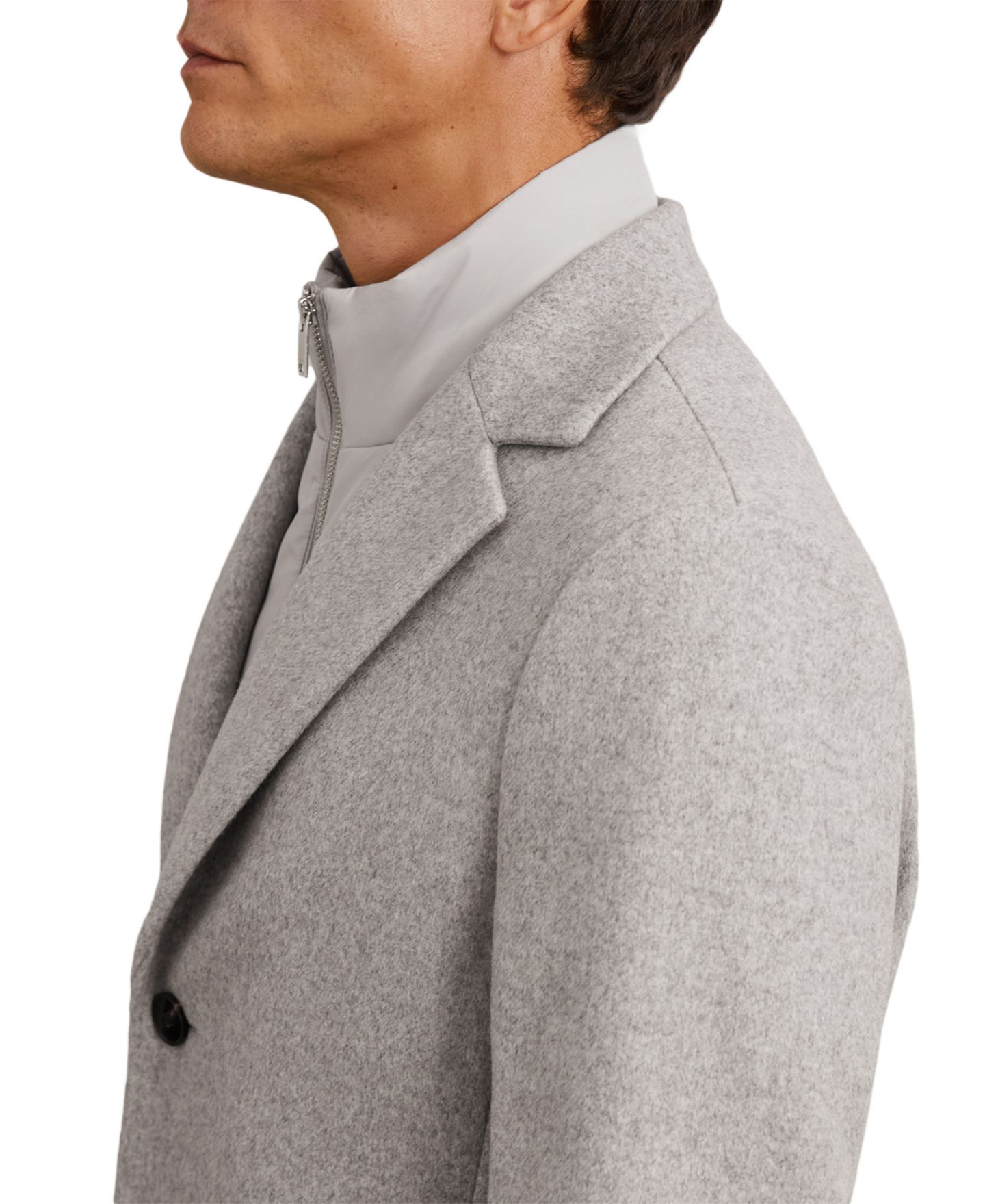 Мужское пальто REISS Gable Removable-Padded-Gilet Wool-Blend Single-Breasted Overcoat, цвет: Мягкий серый — фото 3