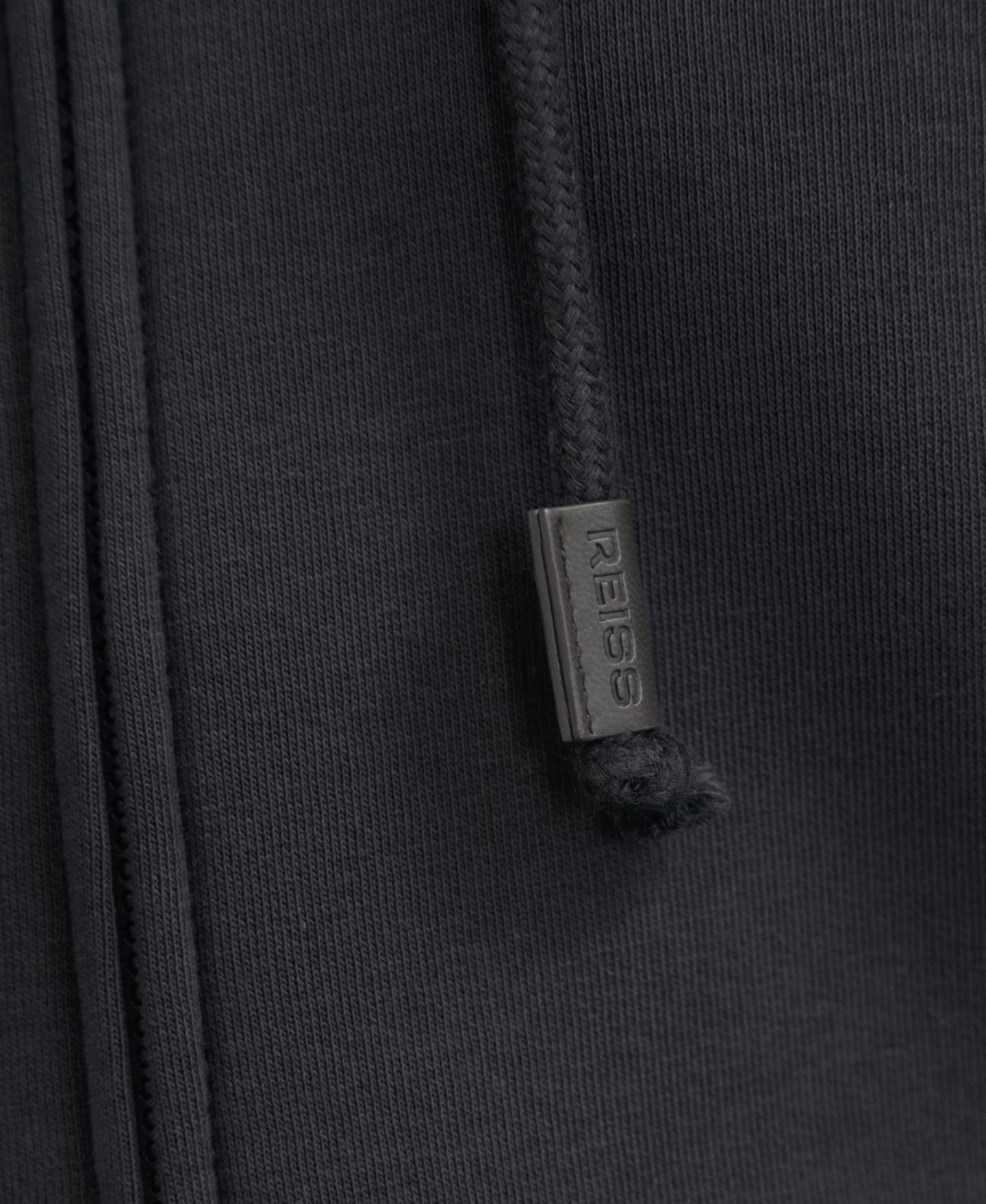 Мужская худи из хлопковой смеси Reiss Howel на молнии, цвет: Тёмно-синий — фото 3