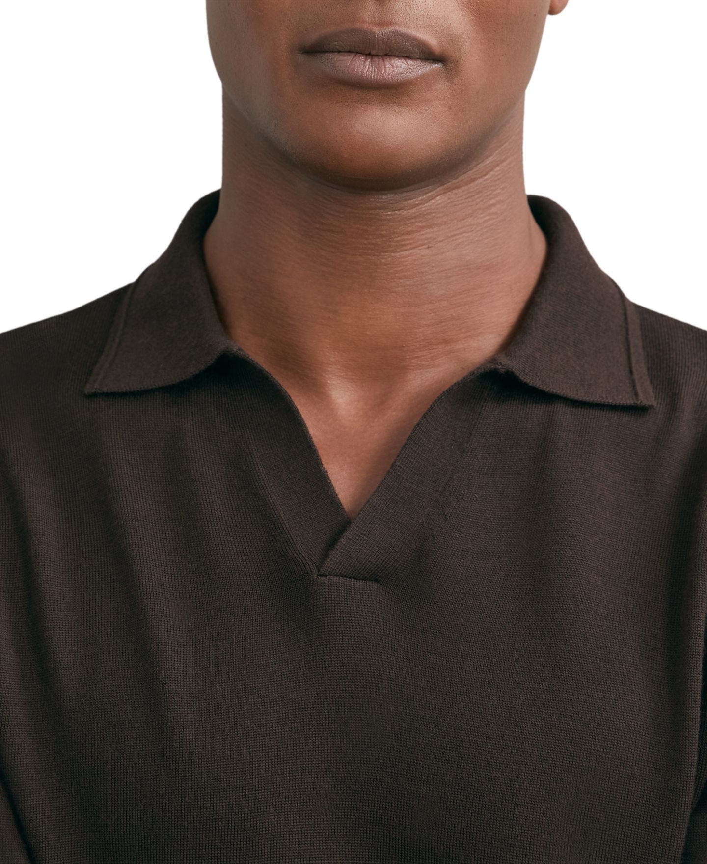 Мужской свитер REISS Milburn Merino Wool Open-Collar, цвет: Шоколадный коричневый — фото 3