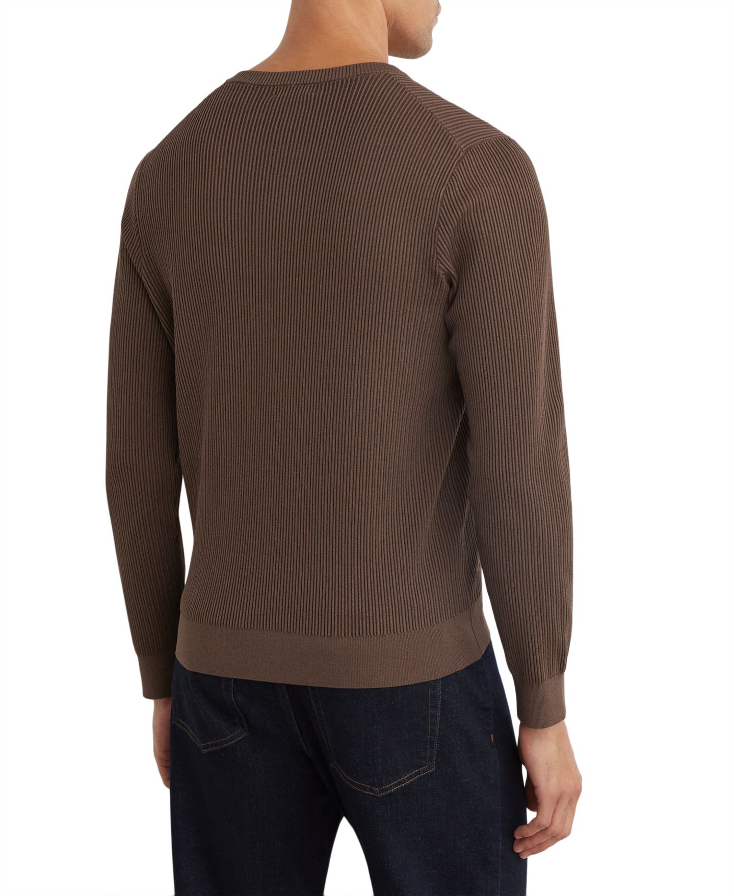 Мужская рубашка REISS Declan Ribbed Regular-Fit Long-Sleeve Henley, цвет: Шоколадный коричневый — фото 2