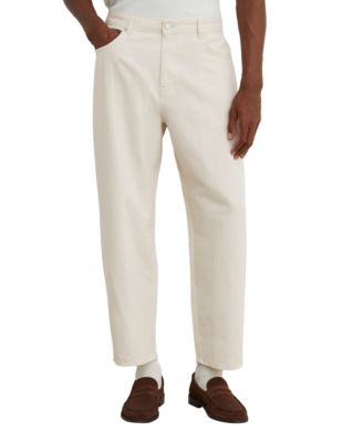 Men's Freddie Barrel-Leg Button-Fly Cotton-Linen Jeans
