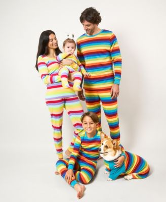 Matching Family Colorful Rainbow Striped Cotton Pajamas
