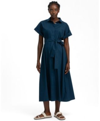 Maternity Asia Midi Removable-Belt Poplin Shirt Dress