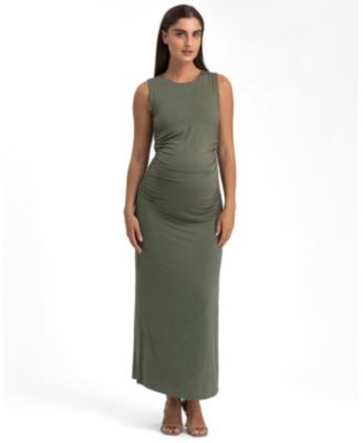 Blossom Sleeveless Maxi Side-Ruched Dress