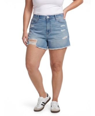 Women's High-Rise Relaxed Distressed Denim Shorts, 3.5" Inseam