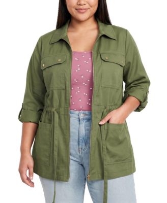 Plus Size Lightweight Twill Mid-Length Anorak Jacket
