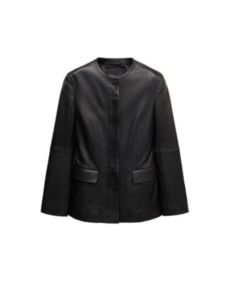 Women's Selection Crew-Neck Leather Blazer