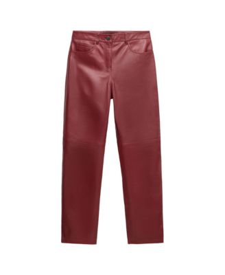 Women's Selection Straight-Fit Mid-Rise Leather Pants