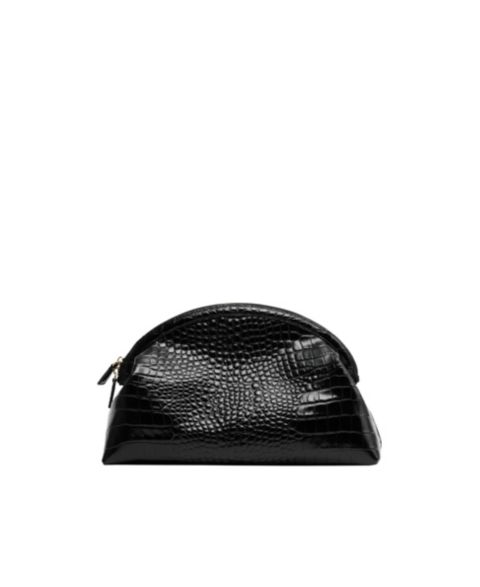 Женский клатч MANGO Selection Small Croc-Embossed Leather Clutch, цвет: Чёрный