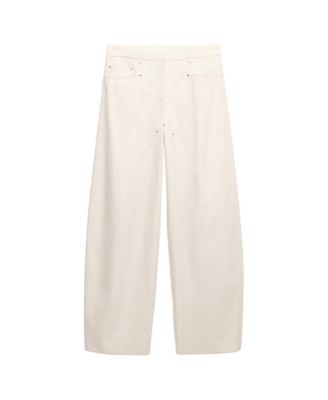 Women's Selection Mid-Rise Balloon Cotton-Blend Pants with Decorative Seams
