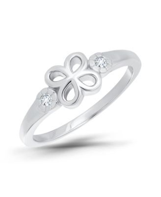 Cubic Zirconia Silver-Tone Sparkle Open Pinky Ring