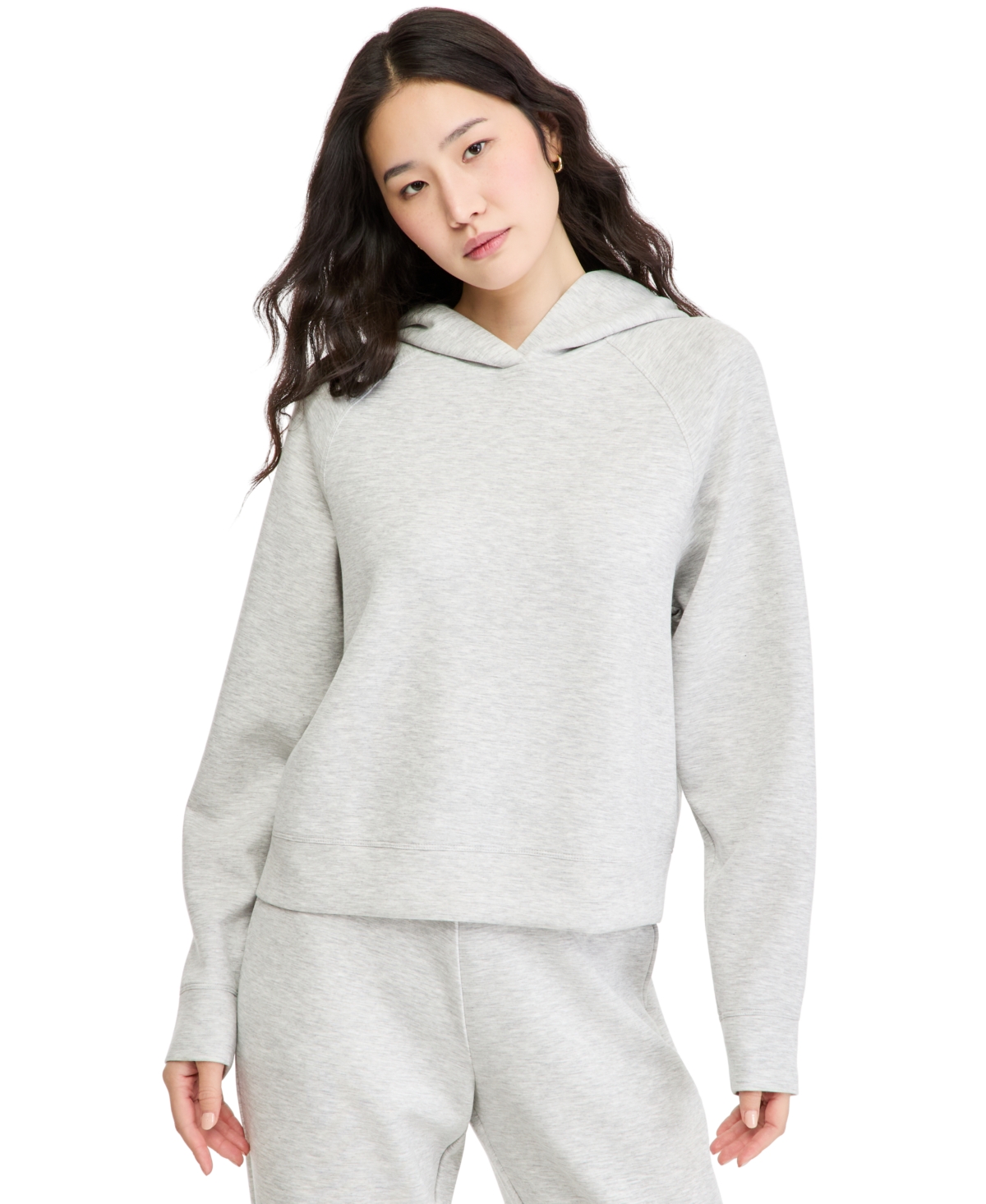 And Now This Petite Scuba Pullover Long-Sleeve Hoodie, Macy's Exclusive - Light Gray Melange