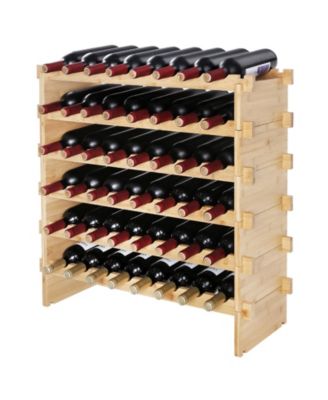 6-Tier Stackable Bamboo Wine Rack for 48 Bottles