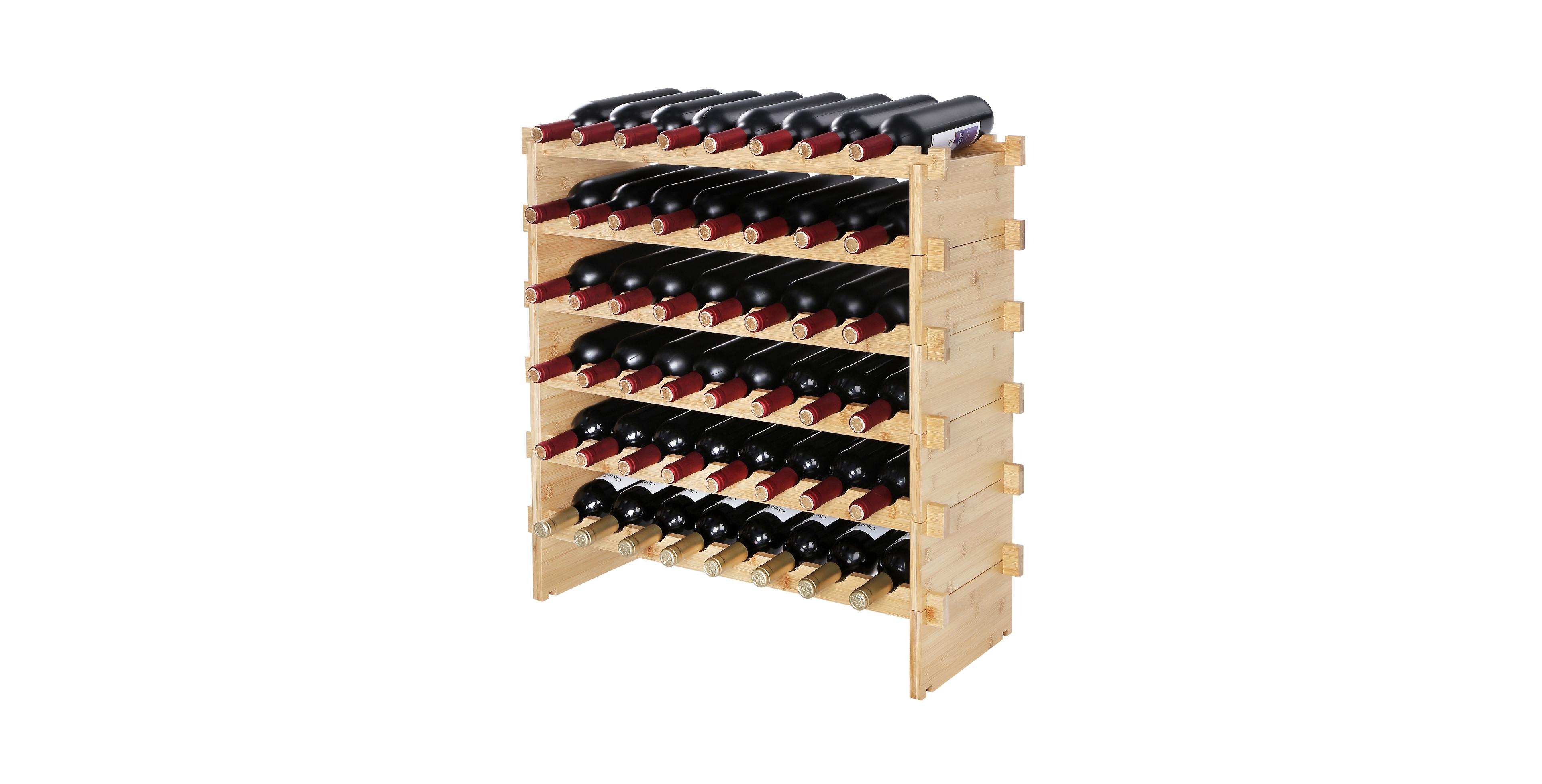 Gouun 6-Tier Stackable Bamboo Wine Rack for 48 Bottles