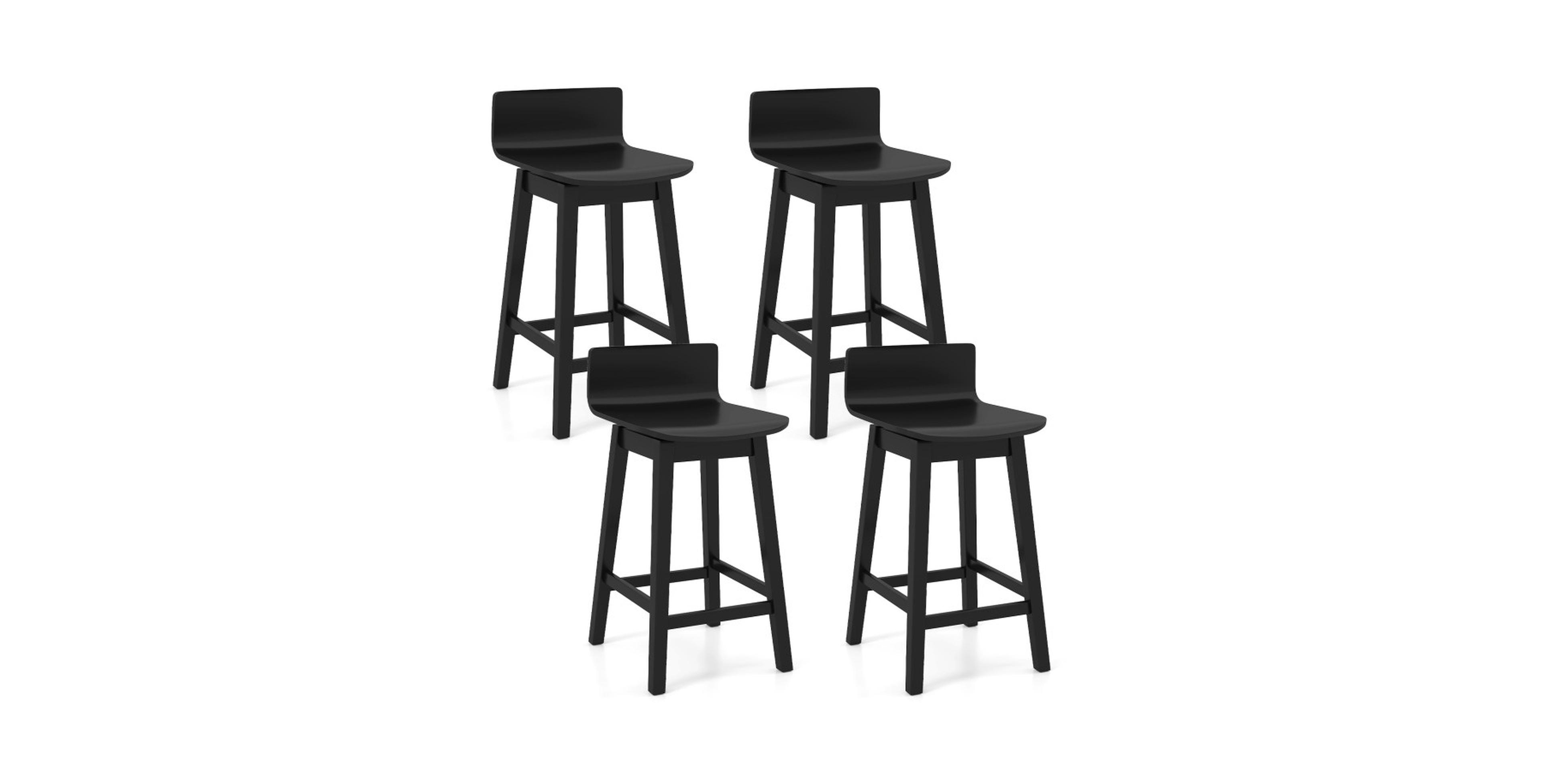 Gouun 24.5-Inch Swivel Wooden Bar Stools Set of 4 Featuring a Low Back