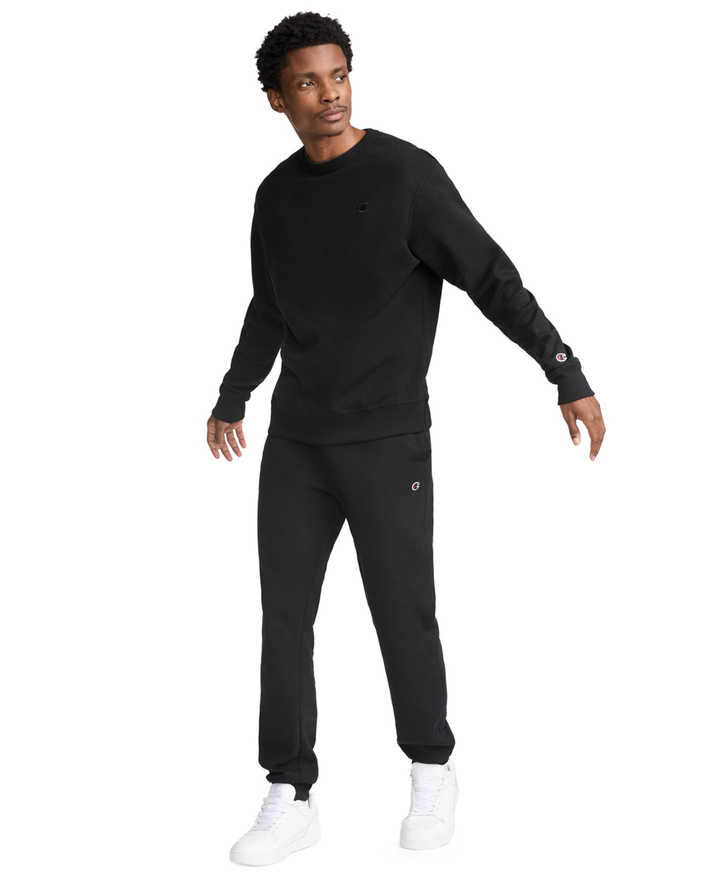 Мужская толстовка Champion Fleece Crewneck, цвет: Чёрный — фото 2