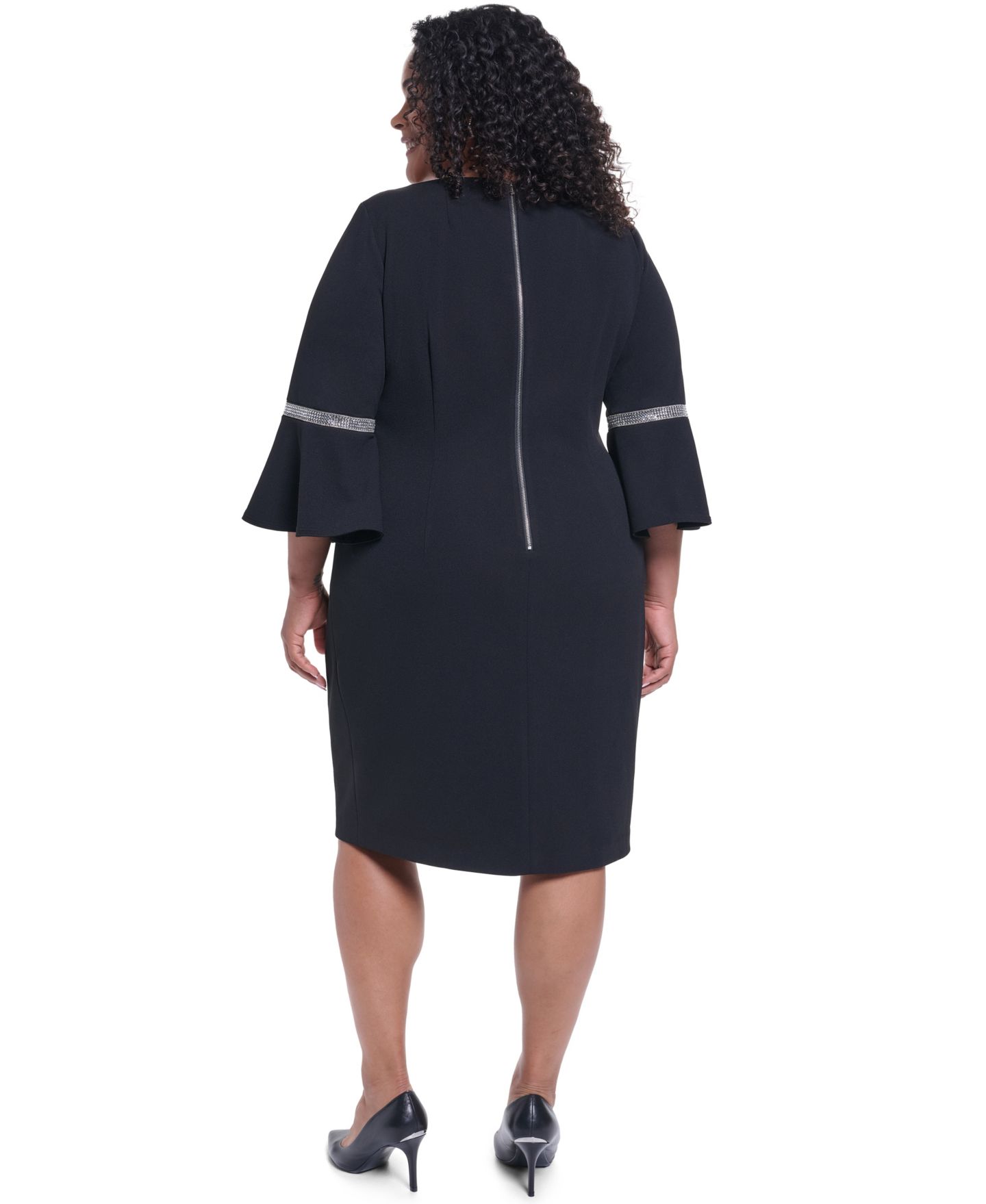 Женское платье Calvin Klein Plus Size Bell-Sleeve Boat-Neck Little Black, цвет: Чёрный — фото 5