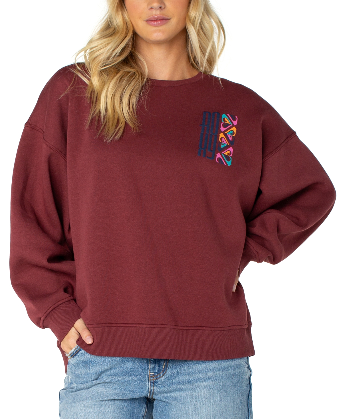 Roxy Women's Morning Stroll Oversized Graphic Crewneck Sweatshirt In Port Oceanview