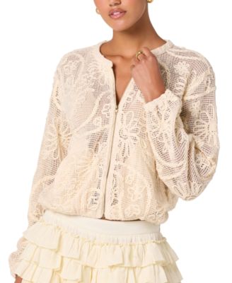 Women's Aeva Round Neck Long-Sleeve Crochet Bomber Jacket